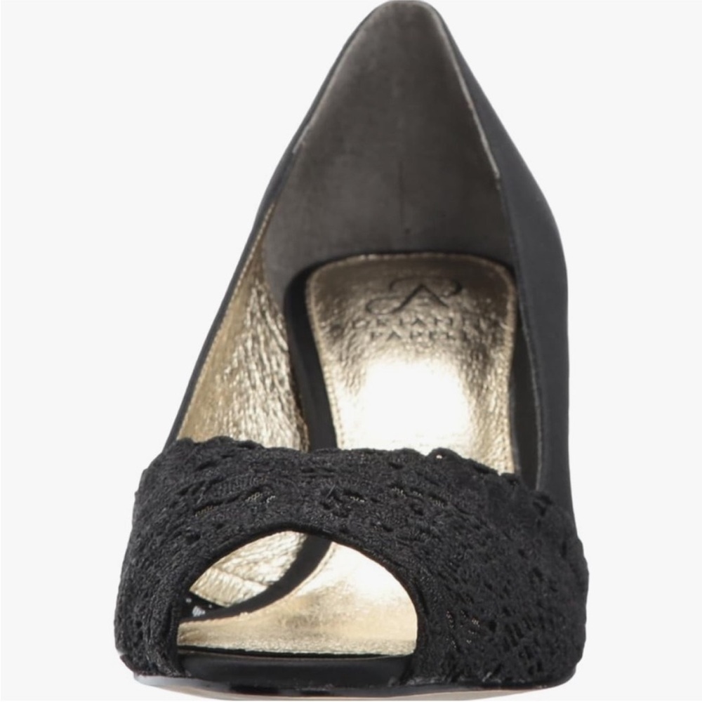 Adrianna Papell Women's, Black Satin and Lace, Peep toe, Pump, Jude, Wide - Picture 3 of 6